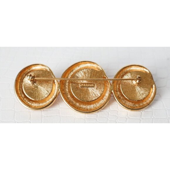 Vintage Monet Retro Brooch Pin Red Cabochons 1980s - Picture 2 of 2